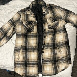 Plaid Black/Beige Thick Lined Shacket